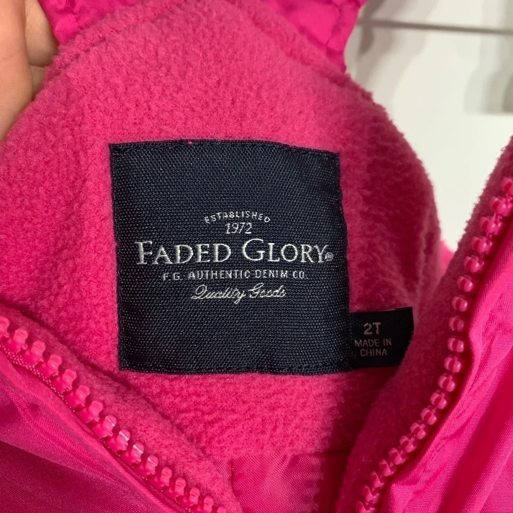Faded glory 2T hot pink girls overall snowsuit winter outerwear Miami pink